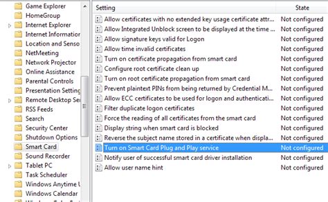 disable smart card plug and play windows 7|Smart Card Group Policy and Registry Settings .